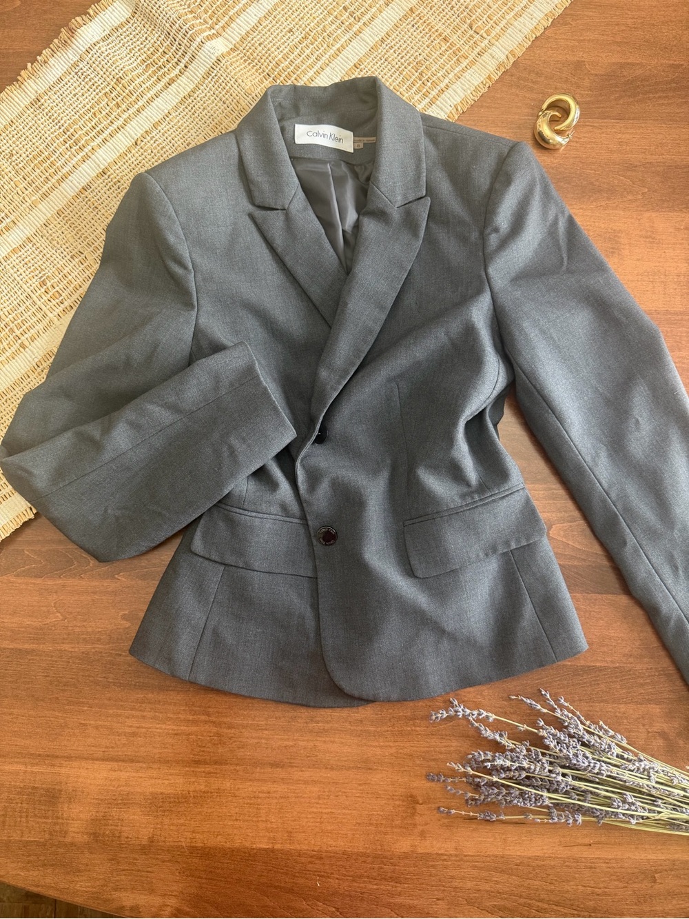 Calvin Klein Dark Gray Women's Fitted Blazer